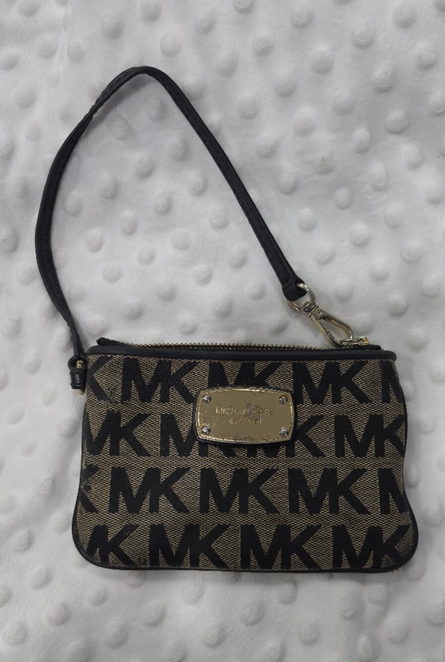 MICHAEL Michael Kors Black & Brown Monogram Zip Wallet